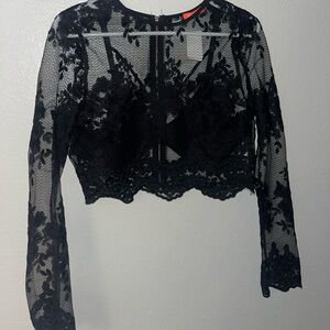 See through top with built in bra